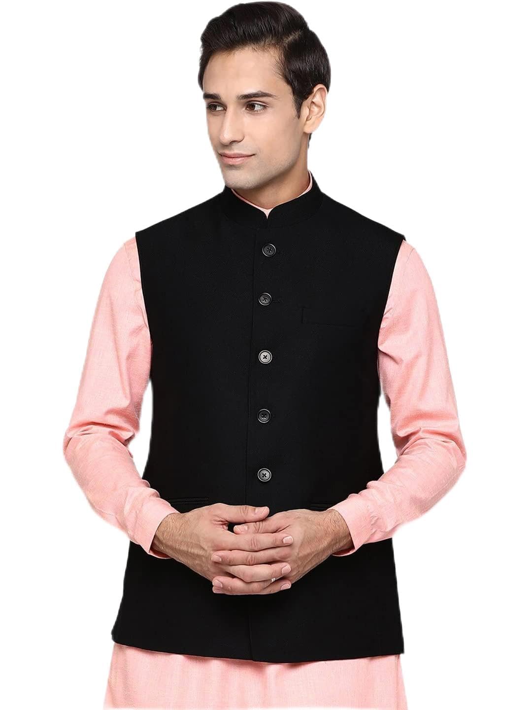 vastraa fusion Men's Pure Wool Export-Quality Indian Traditional Nehru Jacket/Woolen Jacket For Men (VS4411_Black_44)-picture-11