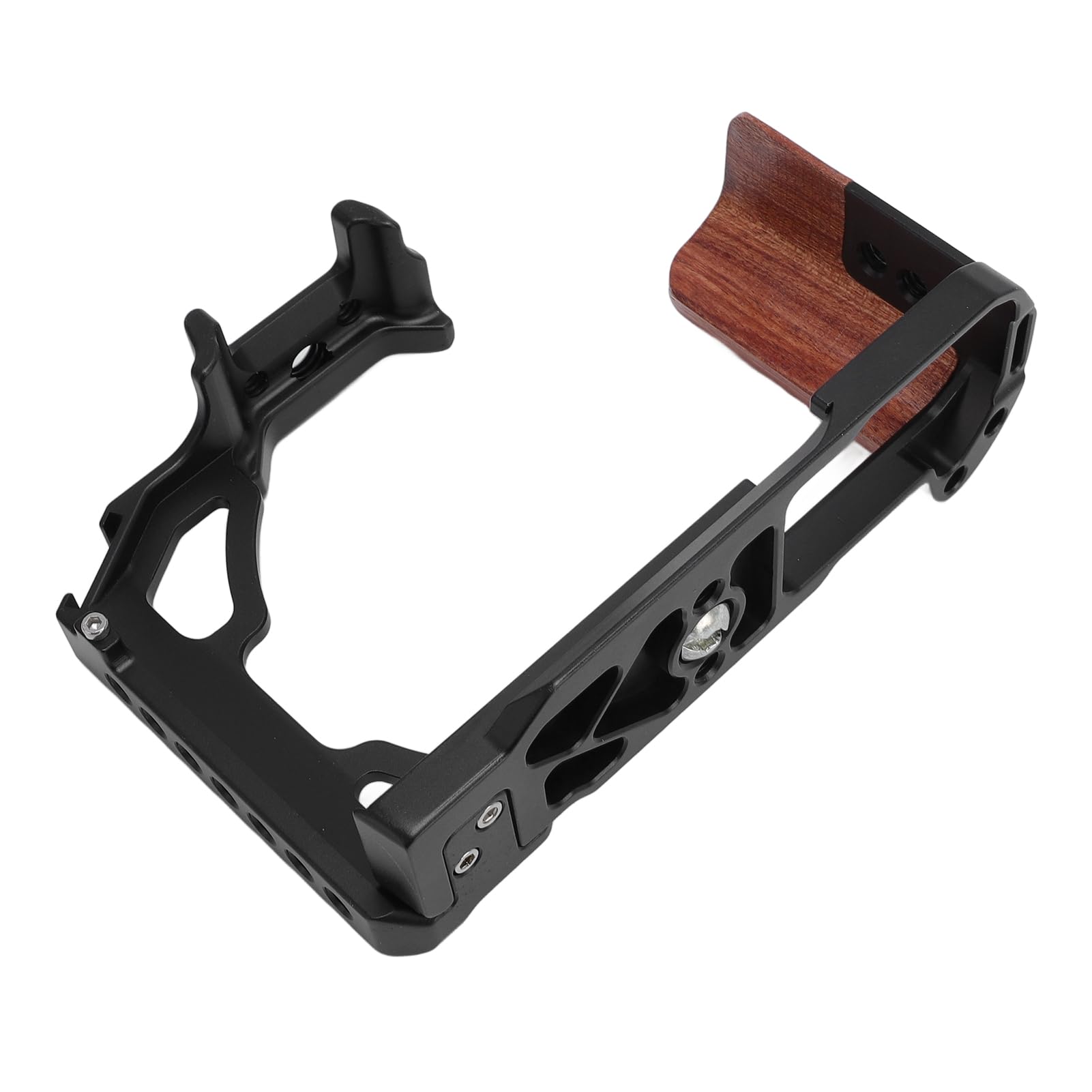 Gabbia di Metallo con Manico in Legno per ZFC, Filo 1/4in-20, Supporto per la Scarpa Fredda, per ARCA, Supporto Orizzontale e Verticale (BLACK)