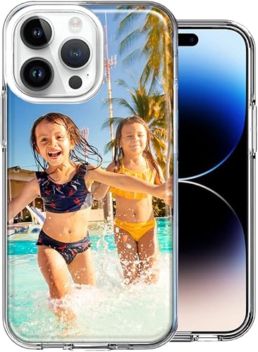 Miniatura 5 de Funda personalizada de doble capa para Apple iPhone 14 PRO MAX de 6.7 pulgadas solamente, diseña tu propia funda transparente transparente para fotos