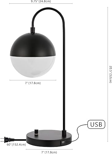 Miniatura 3 de SAFAVIEH Lighting Collection Cappi - Moderna lámpara de mesa negra de 21 pulgadas para dormitorio, sala de estar, oficina en casa, escritorio,