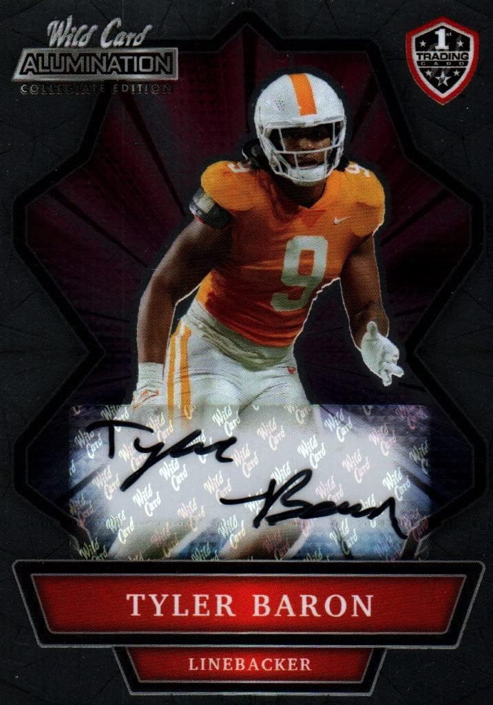 Tyler Baron Autographed Wild Card Alumination Collectible Football Card - 2021 Wild Card Alumination Football Card #ANBC-A (University of Tennessee) Free Shipping & Tracking