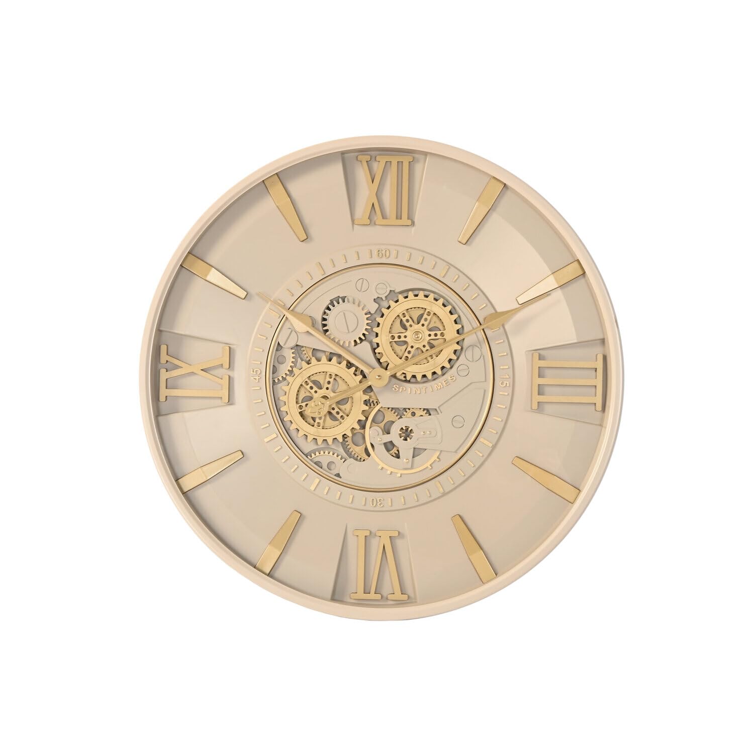 Horloge murale en fer cristal style industriel avec engrenages mobiles 60 cm