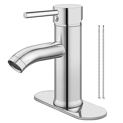 Airuida Short Bathroom Bowl Vessel Sink Faucet Bathroom Stainless Steel Mixer Tap Single Handle Single Hole Deck Mount with Circular Spout Bowl Vanity Faucets Chrome Polish