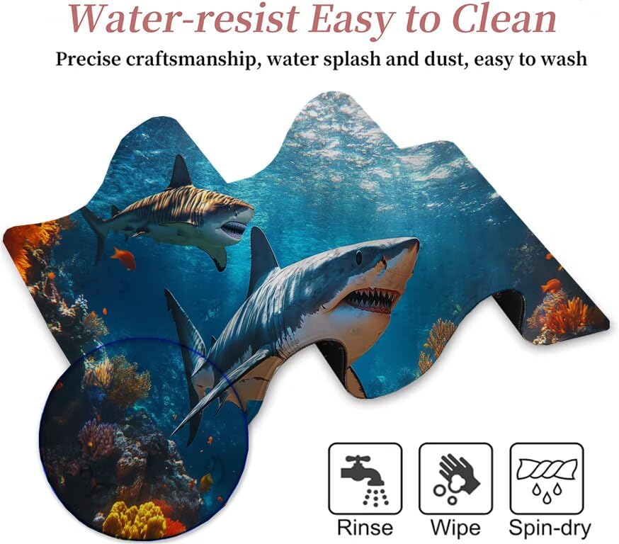 Tapis de souris XXL 1200x600 Requin G1-683 tapis de bureau hydrofuge - 7