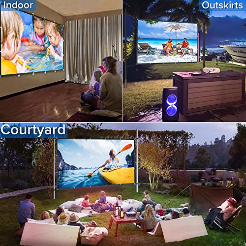 Projector Screen, 120-Inch Century-Star Movie Screen Outdoor & Indoor Wrinkle-Free Nylon Fabric Video Projection Screen (3D 4K Hd 16: 9 Front & Rear Projection) Foldable & Portable With Carry Bag #TOP6