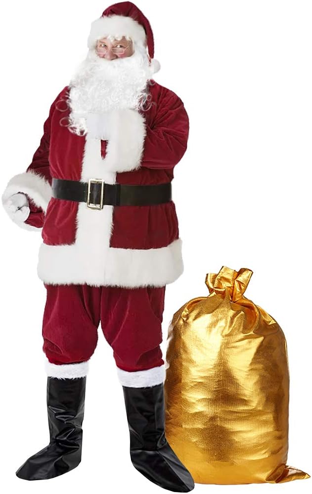 SHEJIZEJUISEE Christmas Santa Claus Costume Set Santa Costume for Men Deluxe Santa Suits