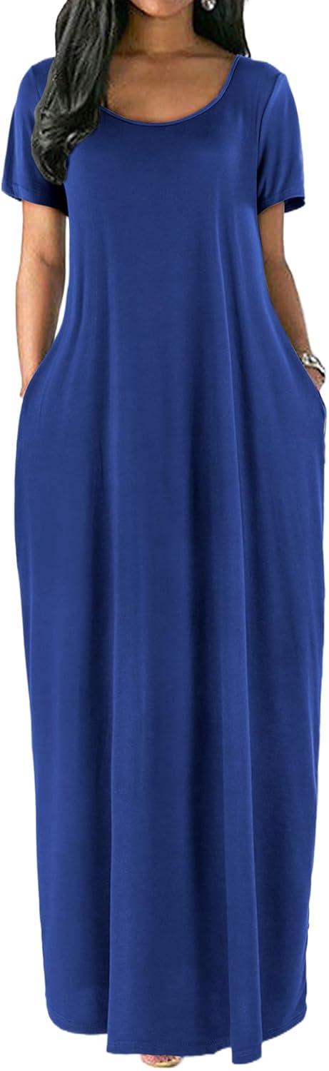 Nimsruc Women Summer Long Dress Casual Sexy Short Sleeve Loose Maxi Dresses for Women 2025
