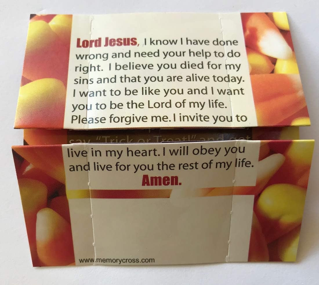 Memory Cross Halloween Gospel Tract for Children What could be better than Free Candy? – Fun Origami Endless Loop Card – Christian Trick‑or‑Treat - 24/pk #40014