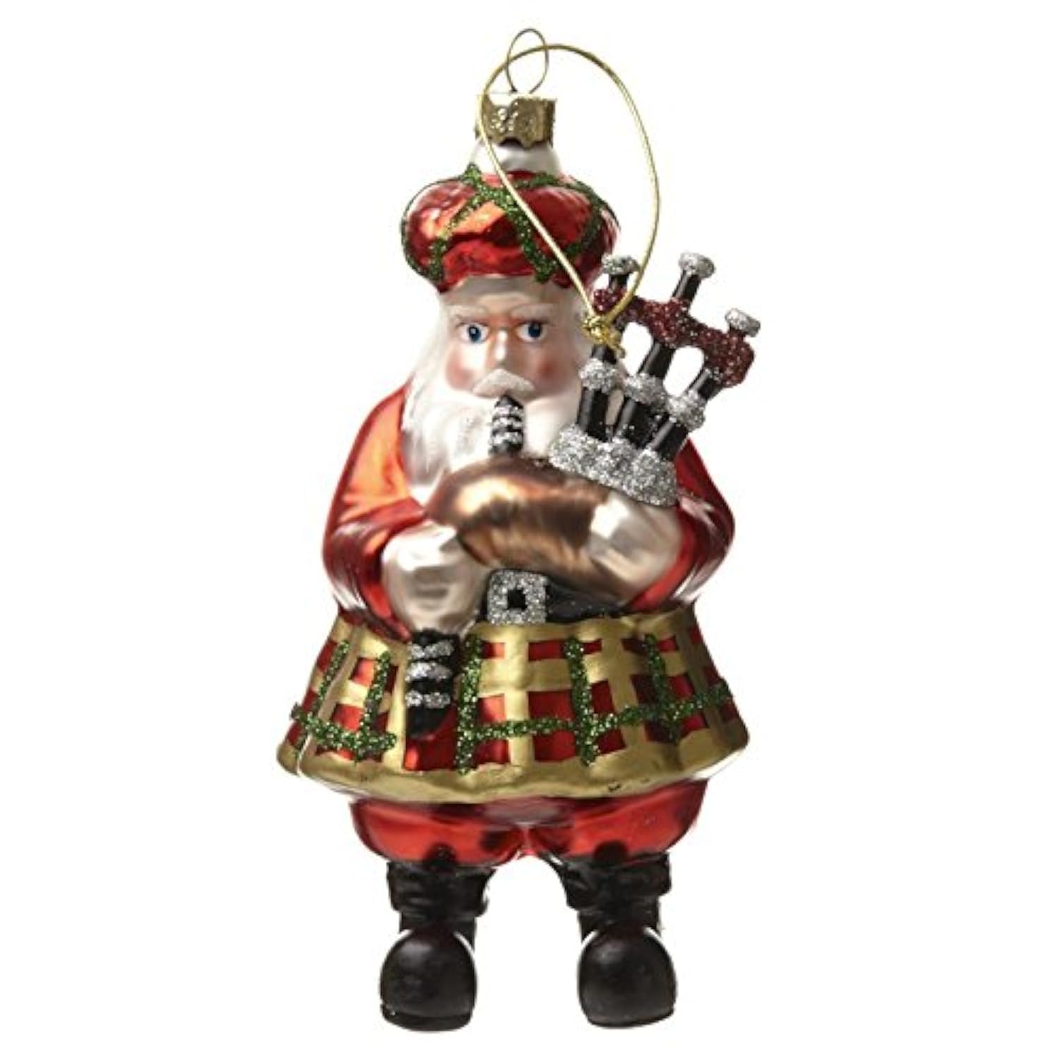 Heaven Sends Red/White Scottish Bagpipe Santa Decoration