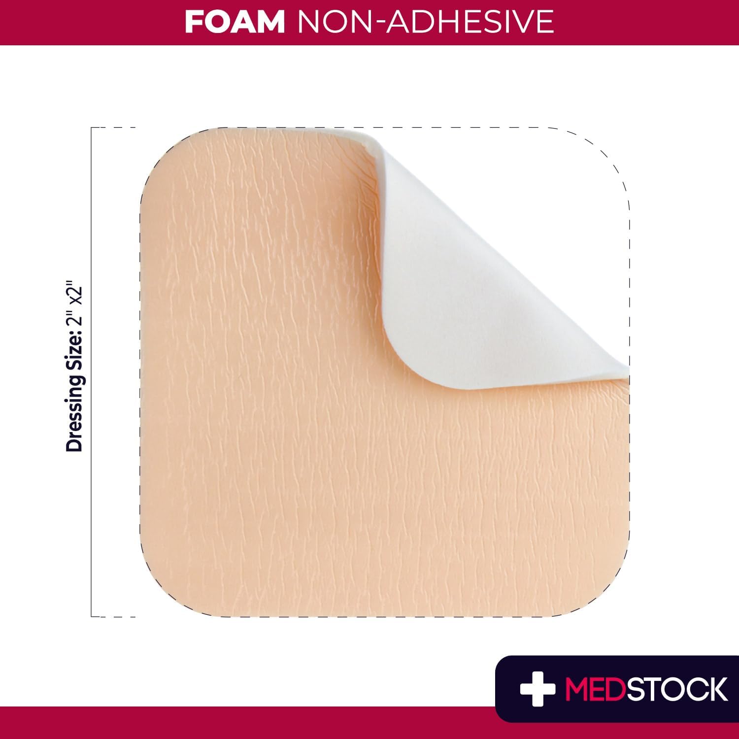 MEDSTOCK Foam Non-Adhesive Dressing, 2"x2" (Pack of 10), Wound Care, Odour Control Foam Dressing for Wounds, Non-Adhesive, High Absorption, Hypoallergenic, CMC Granules, Optimal for Wound Healing - Image 3