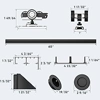 Vista 7 de JUBEST Kit de herrajes para puerta corrediza de 1,5 m de alta resistencia con tiradores de dedo, resistente pista de aluminio para sistema de 2