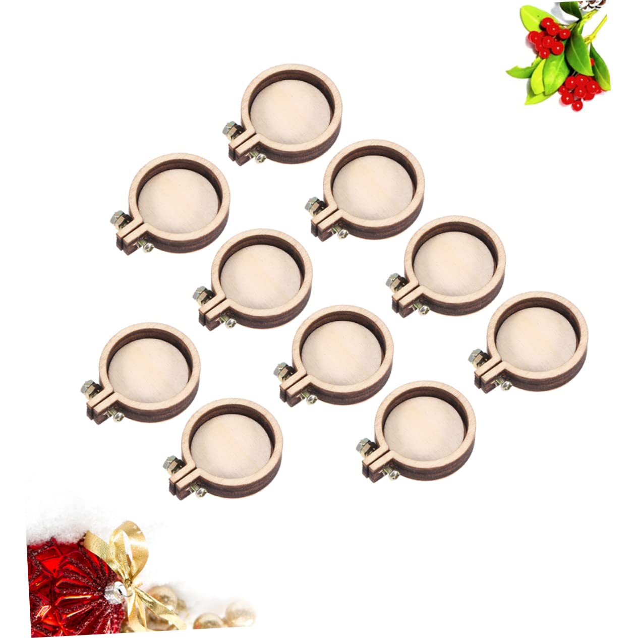 SEWACC 60piezas Aros De Madera Miniatura Para Bordado Marco Fijo De Accesorios Para Manualidades y Decoraciones
