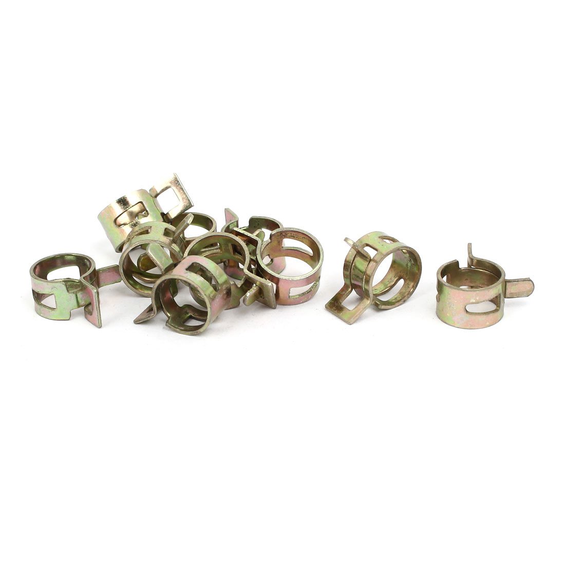 Aexit 11mm Inner Clamps Dia Yellow Zinc Plated Water Pipe Fuel Line Hose Clamps Strap Clamps Clips 10pcs