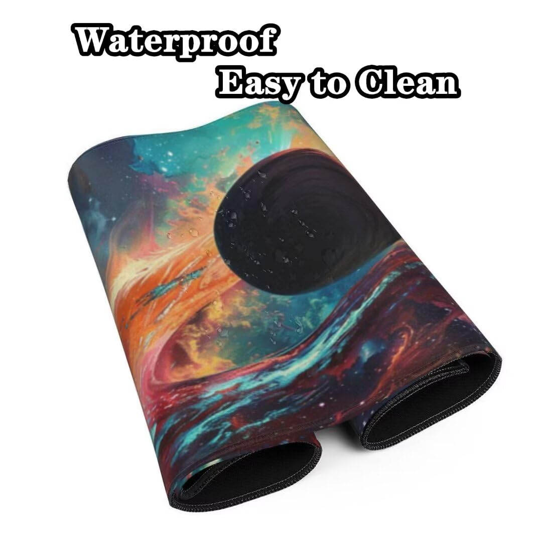 Podkładka pod mysz Galaxy 90 x 40 cm, wodoodporna i trwała podkładka pod mysz planeta, bardzo duża podkładka pod mysz, podkładka na biurko, antypoślizgowa gumowa podstawa, gamingowa podkładka pod mysz