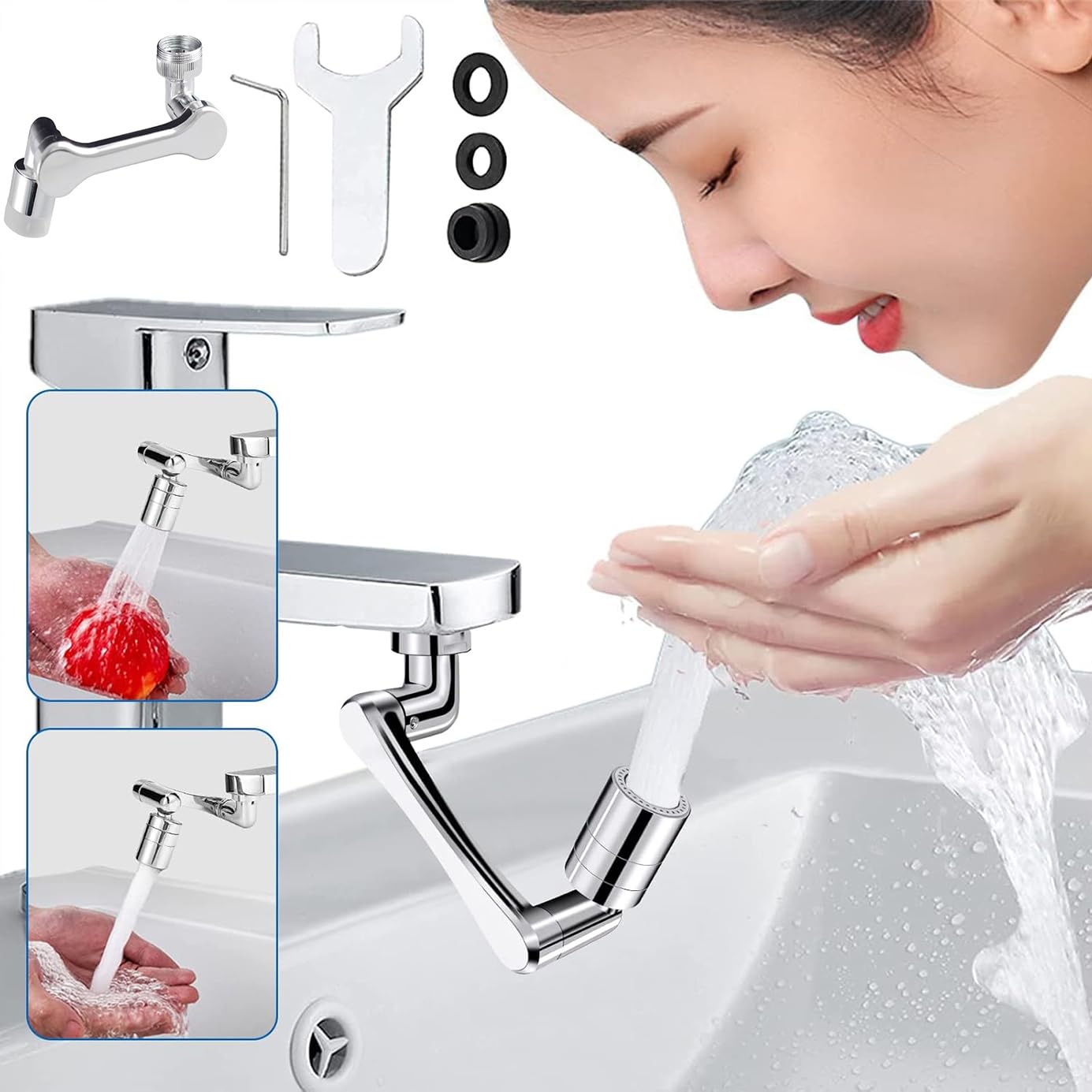 Tap Extender,PcsFaucet Splash Filter,Swivel Water Saving Faucet with Filter for Threaded Taps,Rotate Tap Aerator,Sink Sprayer Faucet Attachment,for Bathroom Kitchen - Image 3