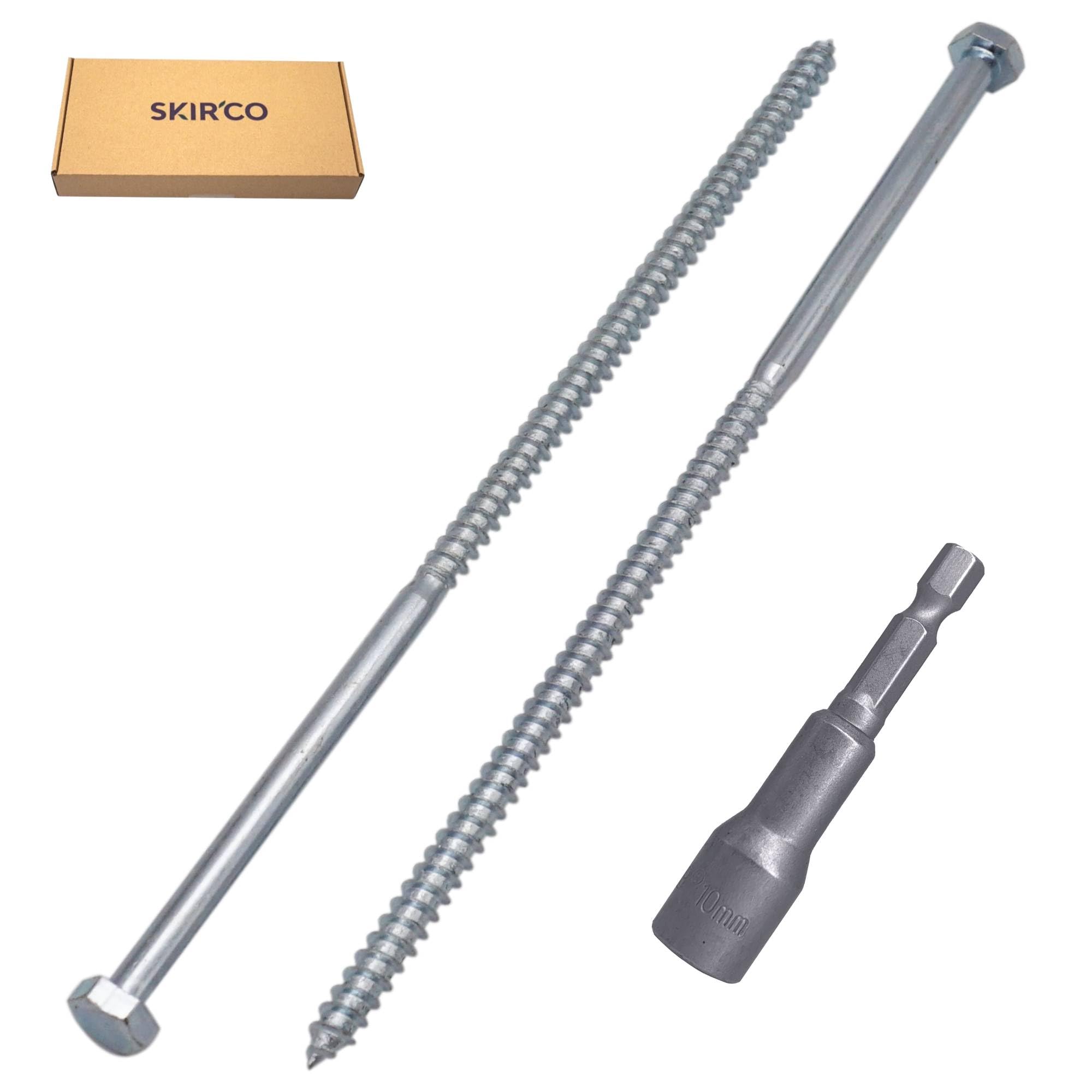 SKIR'CO (30 pcs) Zinc Plated Steel Hexagonal Head Wood Screws M6 x 180 mm, DIN 571 Coach Screws, Lag Bolts (with Magnetic Hex Bit) - Image 2