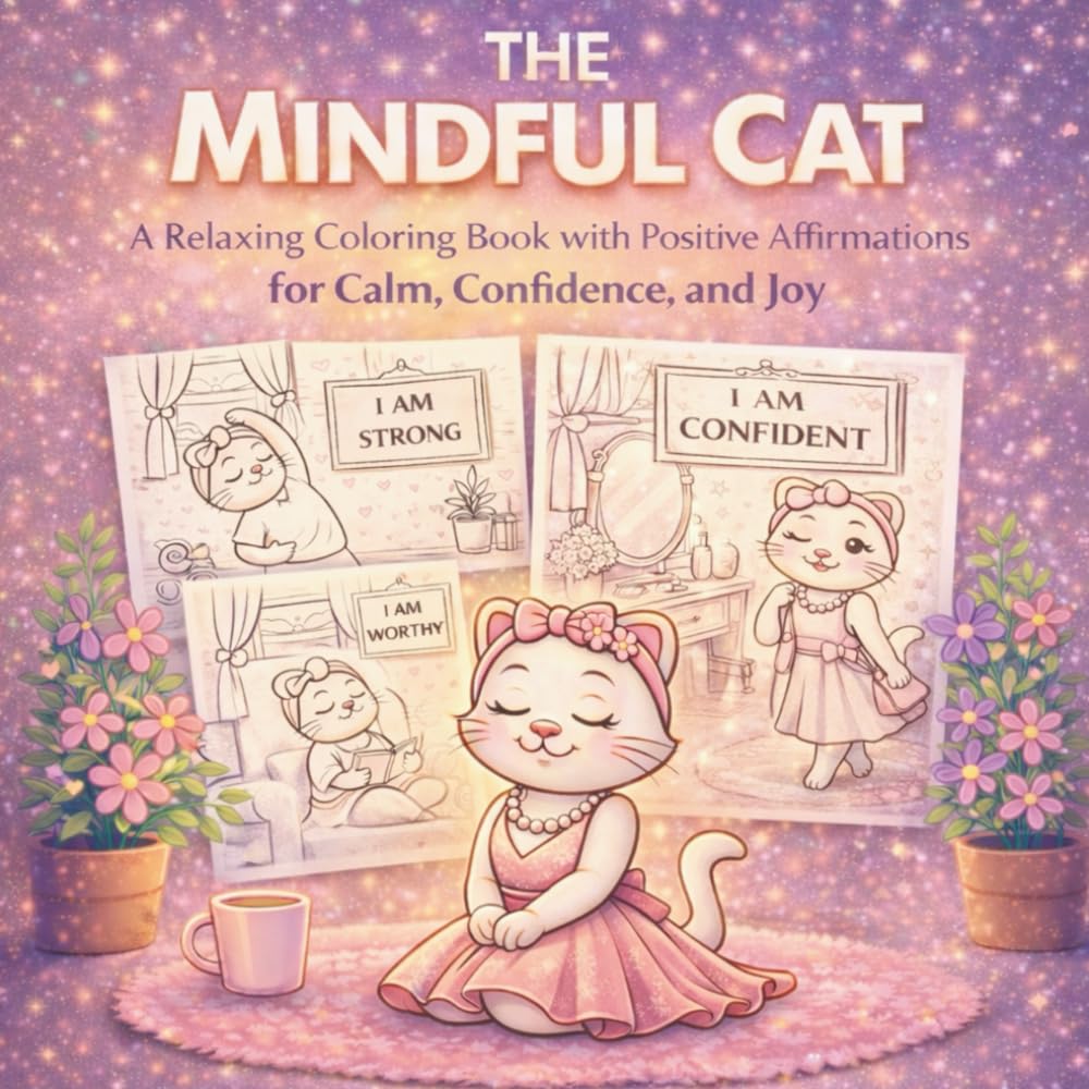 The Mindful Cat: A Relaxing Coloring Book with Positive Affirmations for Calm, Confidence, and Joy.