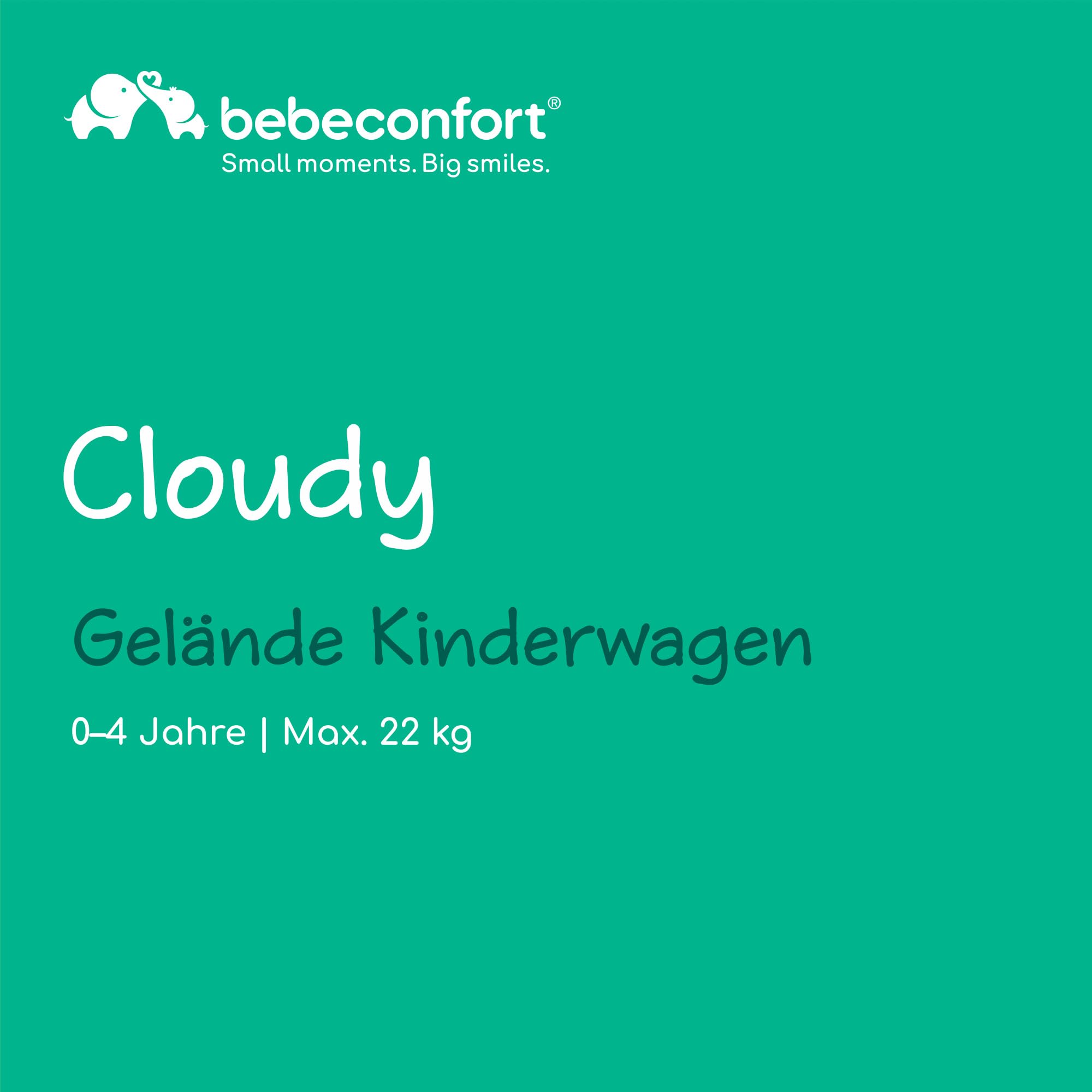 Bebeconfort Cloudy, All-Terrain-Baby Stroller, 0–4 Jahre (max. 22kg), verstellbar, schnell zusammenklappbar, 3 große Kinderwagen Luftreifen, verstellbarer Schieber, geräumiger Korb, Mineral Graphite
