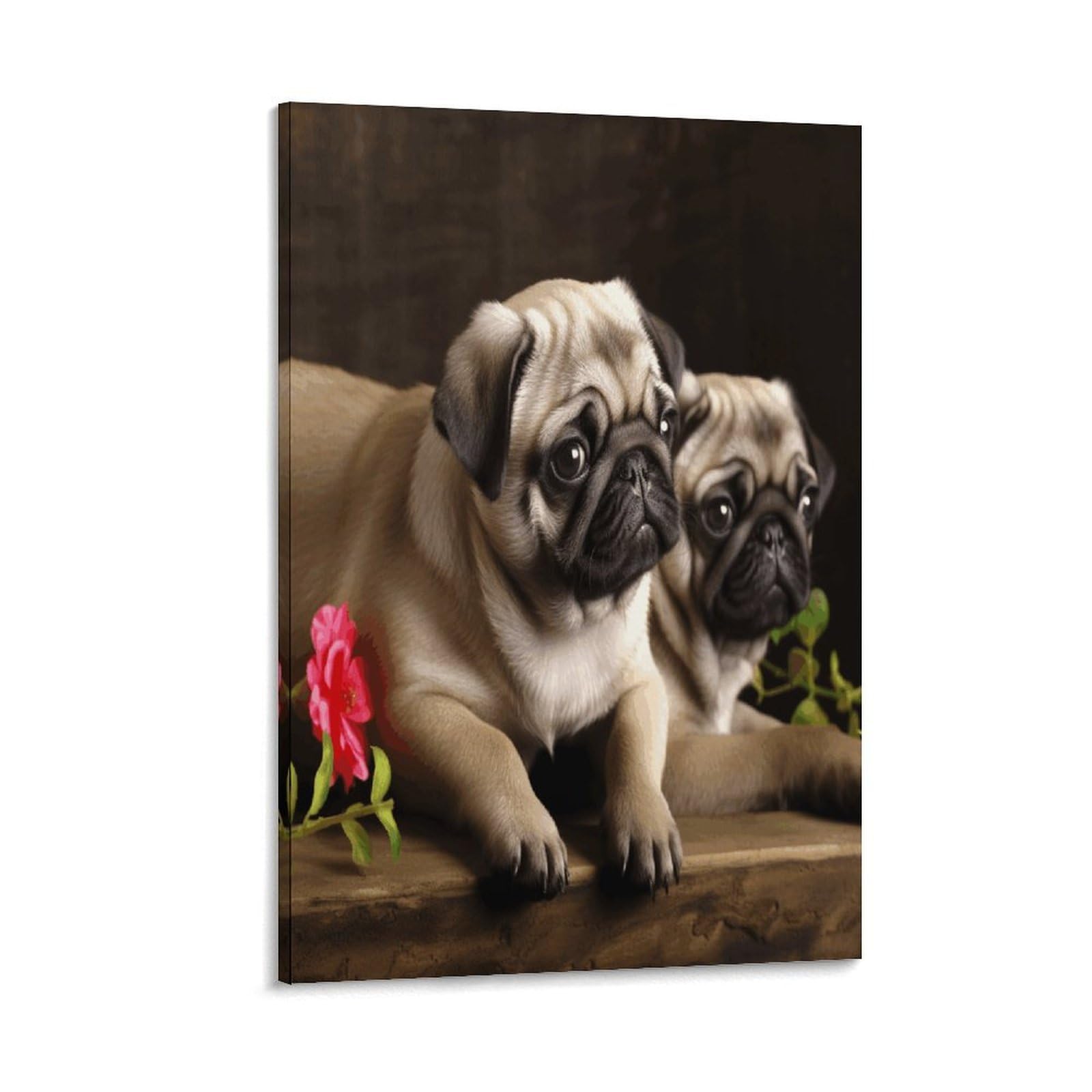 VstaDank Puppys Pug Canvas Wall Art on Canvas Prints Artwork Exquisite Decor Artwork Hang Wall Picture Hangable Decor Painting Picture Printed Poster Art for Home Decor 12x18inch(30x45cm)