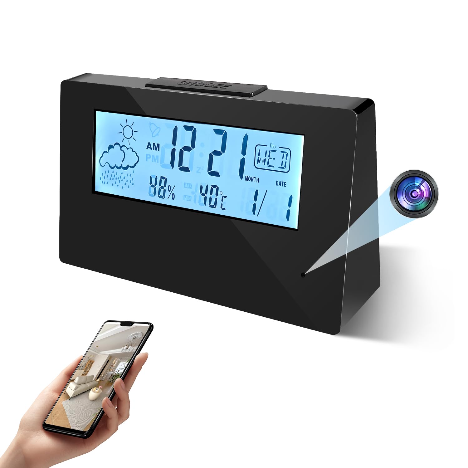 4K UHD Mini Camera Hidden Camera in Clock WiFi Hidden Cameras Video Recorder Wireless IP Smart Guardian 5 in 1 Camera Indoor Home Security Monitoring Nanny Cam 140° Angle Night Vision/Motion Detection