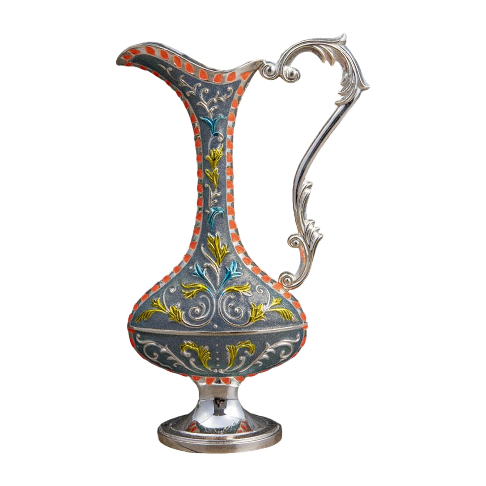 Buxuaaaa Antique Engraved Metal Vase with Handle European for Floral Arrangements and Table Centerpieces Decorative Vase