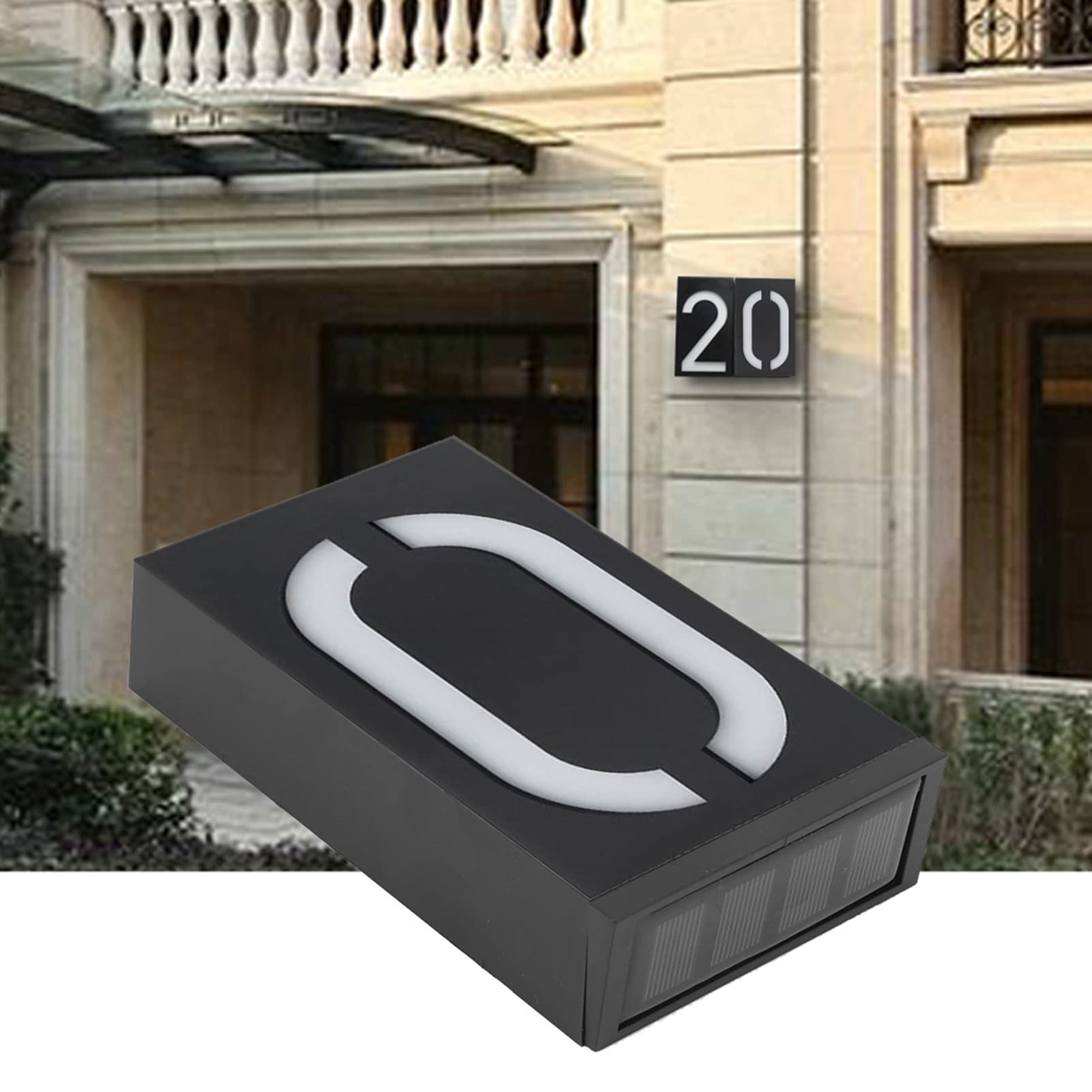 LED Nummer Licht, Outdoor LED Solar Power Hausnummer Licht mit 6 LED-Leuchten und Großem Schriftdesign, fur Haus Hotel Store(Nummer 0)