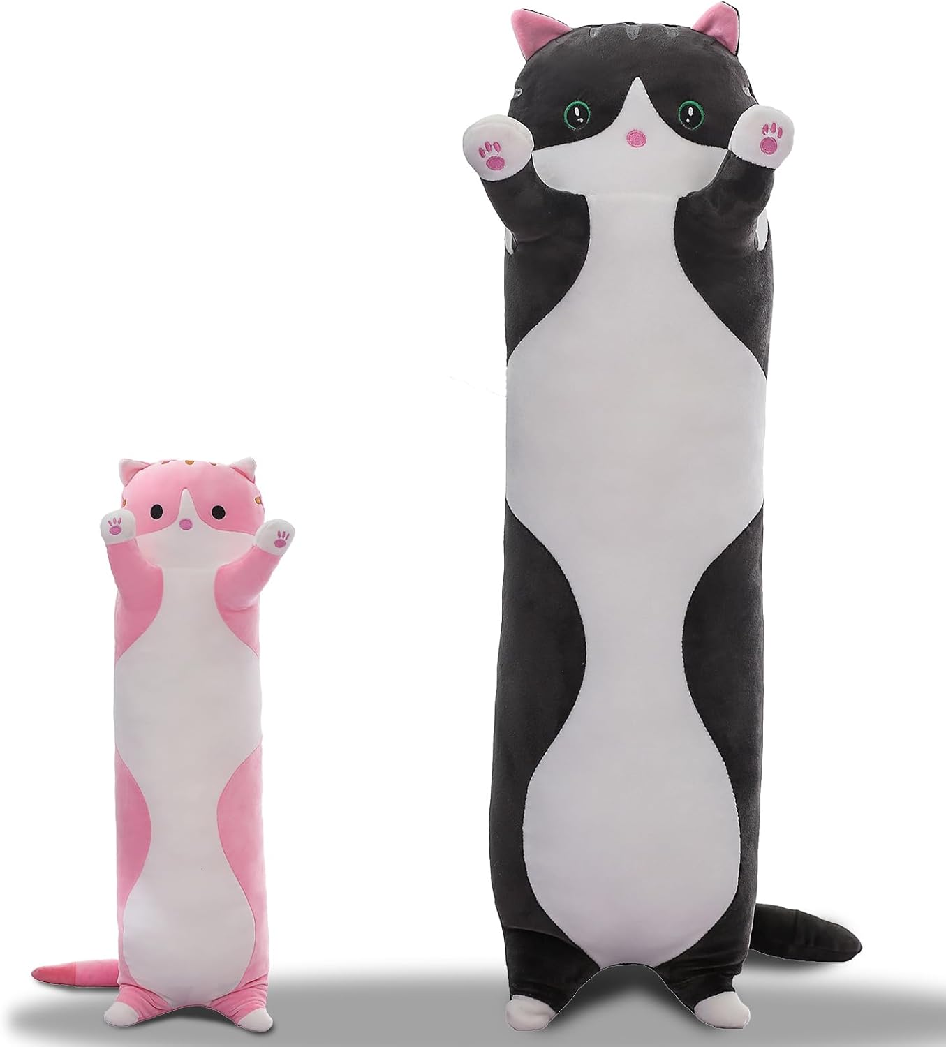 Cute Cat Plush Long Body Pillow – Soft Cartoon Stuffed Animal Doll, Kawaii Cat Plushie Cuddle Toy Gift for Kids, Girls & Girlfriend