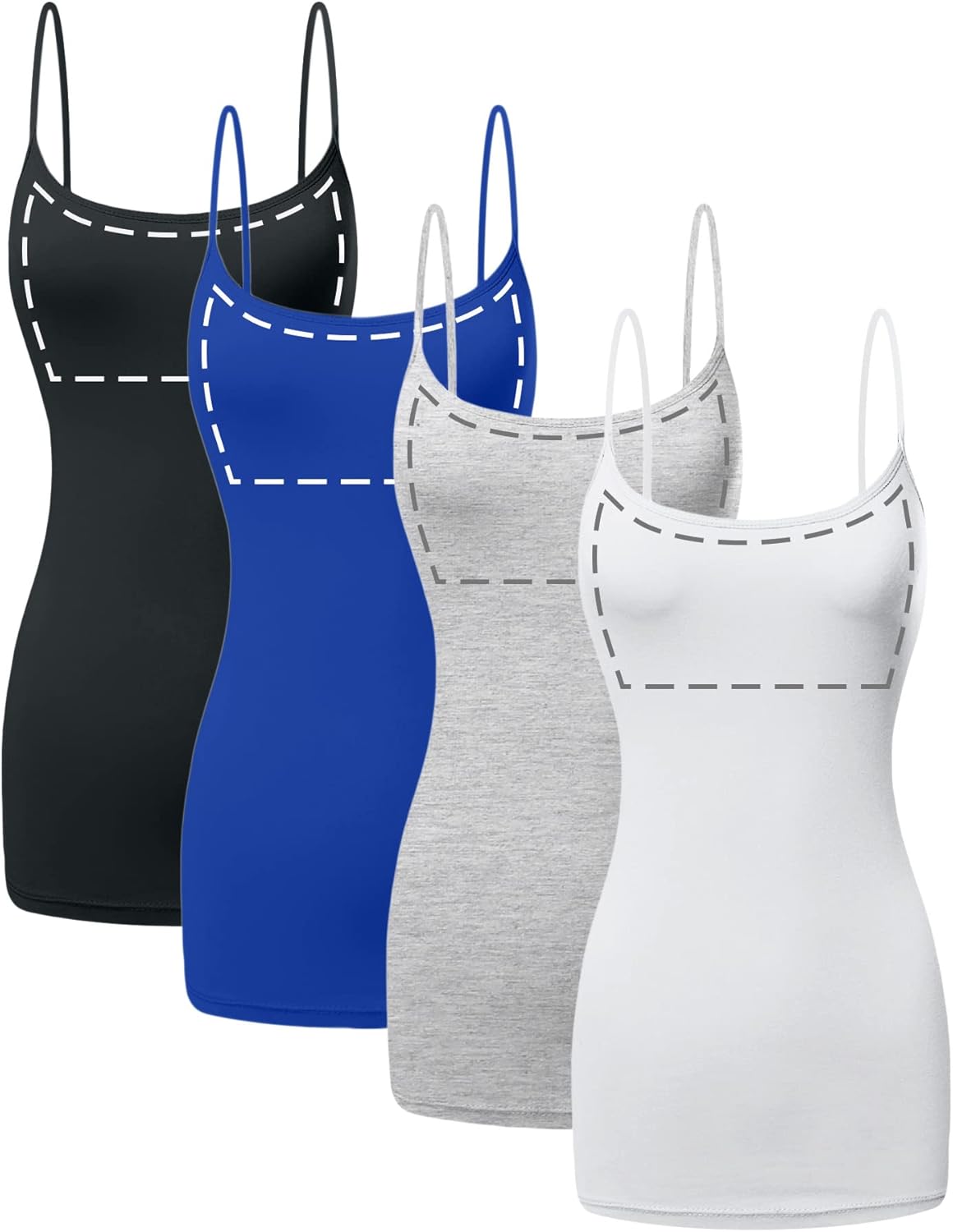 Long Cotton Camisole Top with Built in Bra