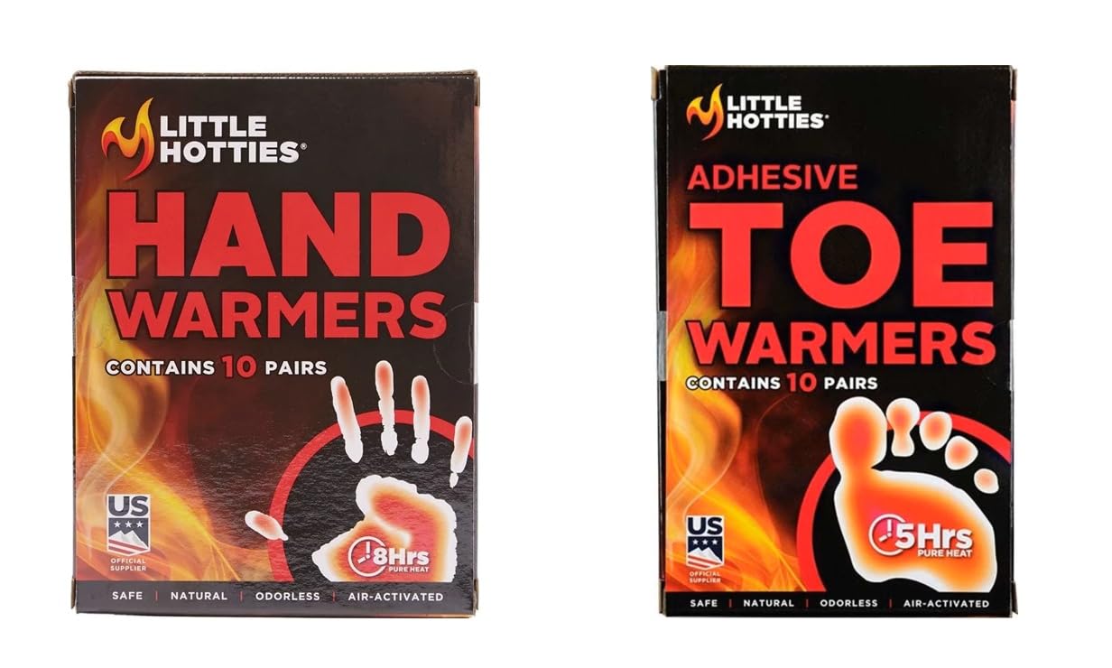 Little Hotties - Paquete de calentadores de manos y dedos de los pies, 10 pares de calentadores de manos y 10 pares de calentadores de dedos, adecuados para actividades al aire libre