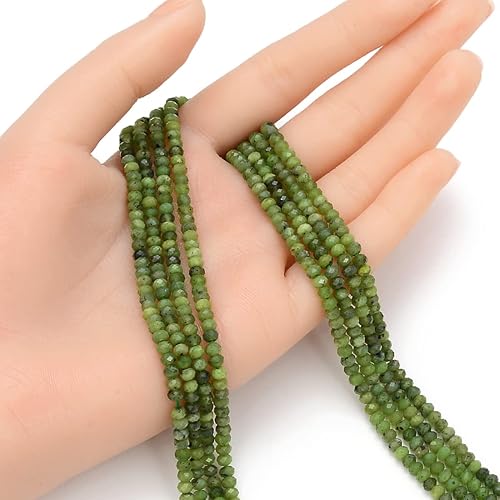 Miniatura 3 de Adabele - 1 hebra de piedra preciosa curativa de jade canadiense verde natural de 0.157 in x 0.118 in, cuentas espaciadoras facetadas pequeñas