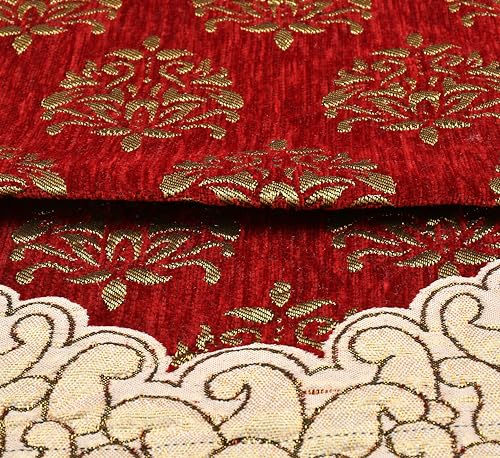 Image of Premium Floral Chenille 3 or 5 seat Sofacover|SofaCover /Slipcover /5 Seater Sofa Cover /3Seater+2Seater Sofa Cover /Chenille Sofa Cover /Sofa Protector /Slip Cover| Rectangular (Maroon)