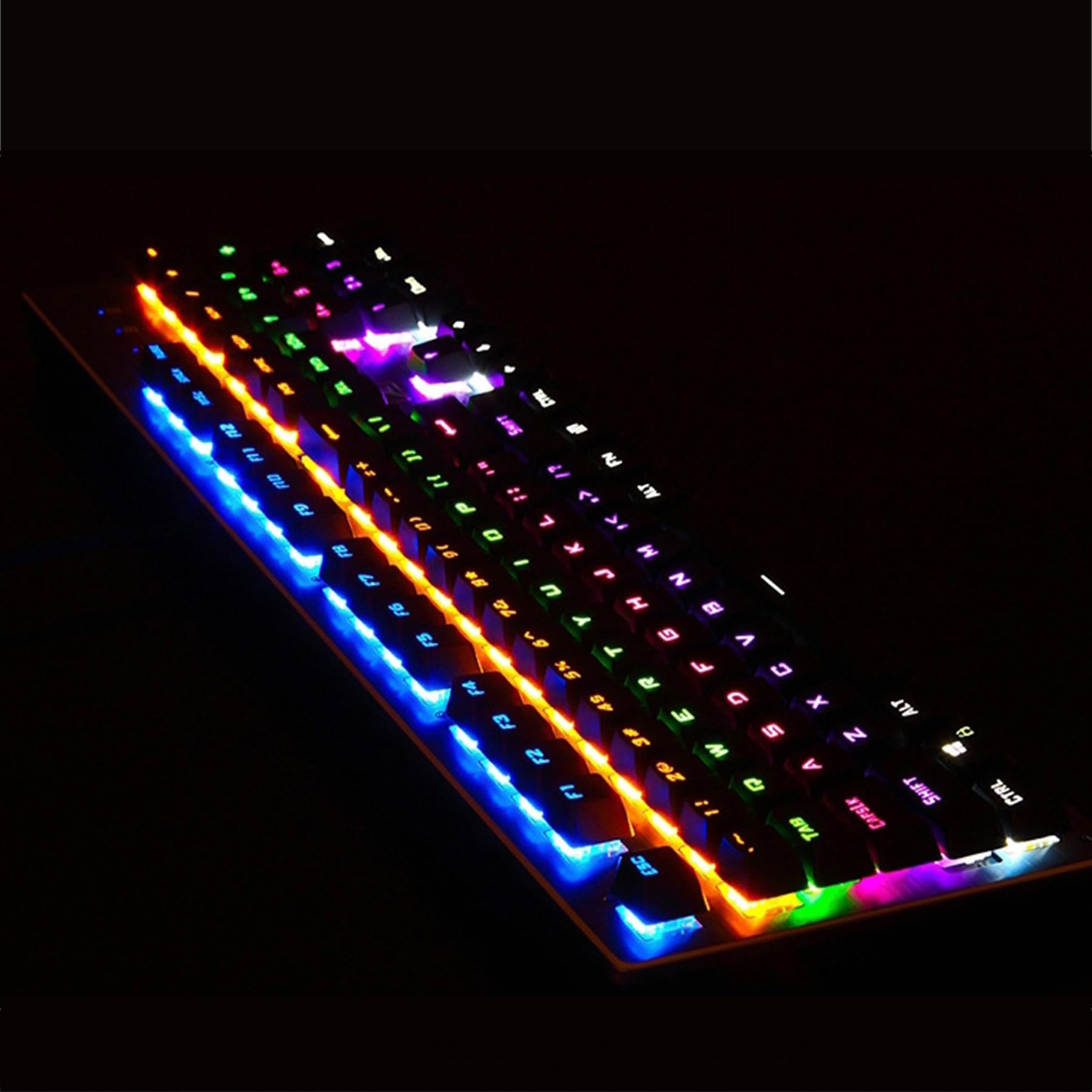 ADMLZQQ Mechaniczna klawiatura do gier, 104 klawisze z podświetleniem LED, niebieskie przełączniki z 9 trybami kolorów LED, trwała konstrukcja, dla graczy PC
