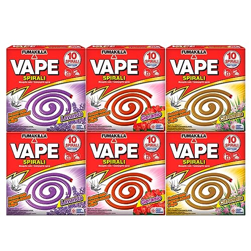 6x Spirali Repellenti Lavanda Geranio Citronella