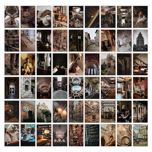 Image of SG Pack of 54 Aesthetic Dark Academia Wall Collage Kit Posters - 4 x 6 Inches Posters for Wall Decoration - Wall Art For Bedroom, Office, Living room, Dorm room