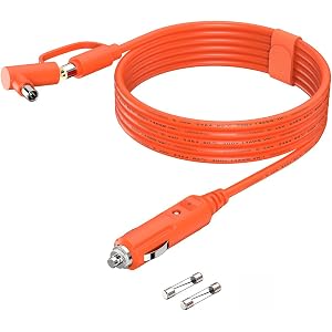 12V/24V 2M Car Charger 14AWG Compatible with Jackery/BLUETTI/Anker/GRECELL/Goal Zero Yeti/Westinghouse Portable Power Station 15A DC 8.0mm Car Cigarette Lighter Charging Cable with DC7909 + 8020 Plug