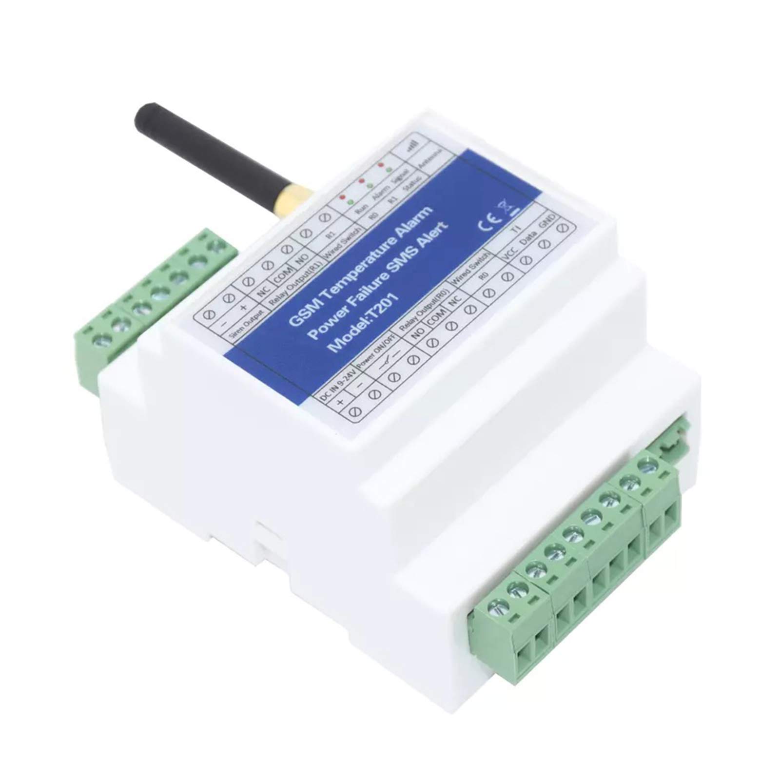 HUIOP Contrôleur d'accès de commutateur de relais à distance GSM T201 Alarme de température GSM 2G / 3G / 4G de l'état de l'alimentation Panne de courant Alarme SMS 2 Capteur de température de,Tempera