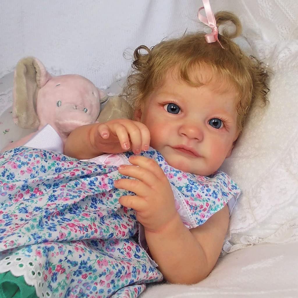 Reborns für Puppen, Babys, Mädchen, für Puppen, 60 cm, pflegend, realistisch, weicher Körper für W/geöffnete Augen, verwurzelte lebensechte Puppen, wiedergeborene Babys für Mädchen,