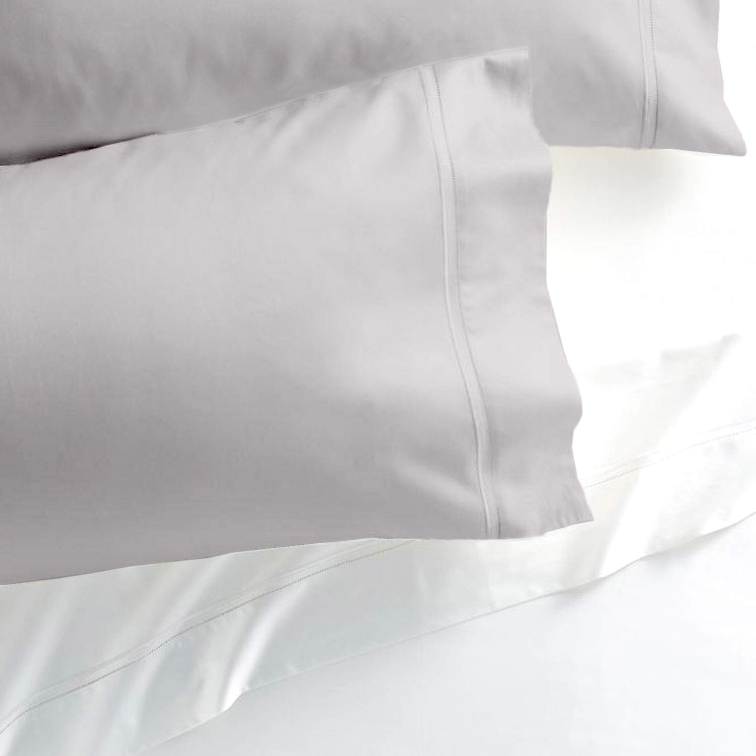 Westbrooke 400 Thread Count Cotton Standard Pillowcase Set of 2-400 Thread Count Sateen Weave Pillow Covers - Soft, Breathable, Luxury Pillow Protectors for Hotels, Homes, Hospitals(Grey Silver)