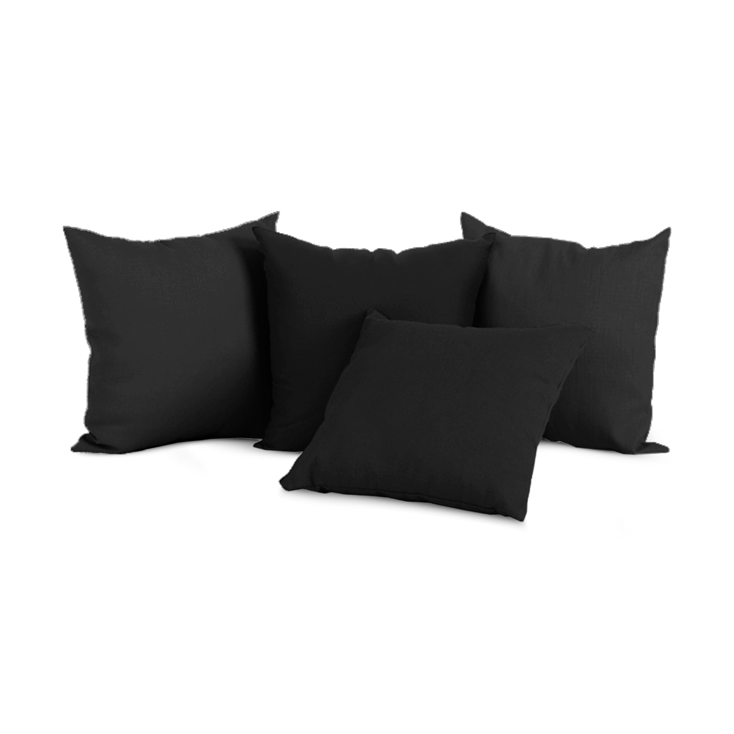 Sapphire Collection Water Resistant Cushions-Garden Furniture Seat Cushion Throw Pillow Shredded Foam Filled for Garden Sofa Livingroom Chair Bedroom Tent Park Patio (4, Black, 18"x18" Inch/45x45cm)