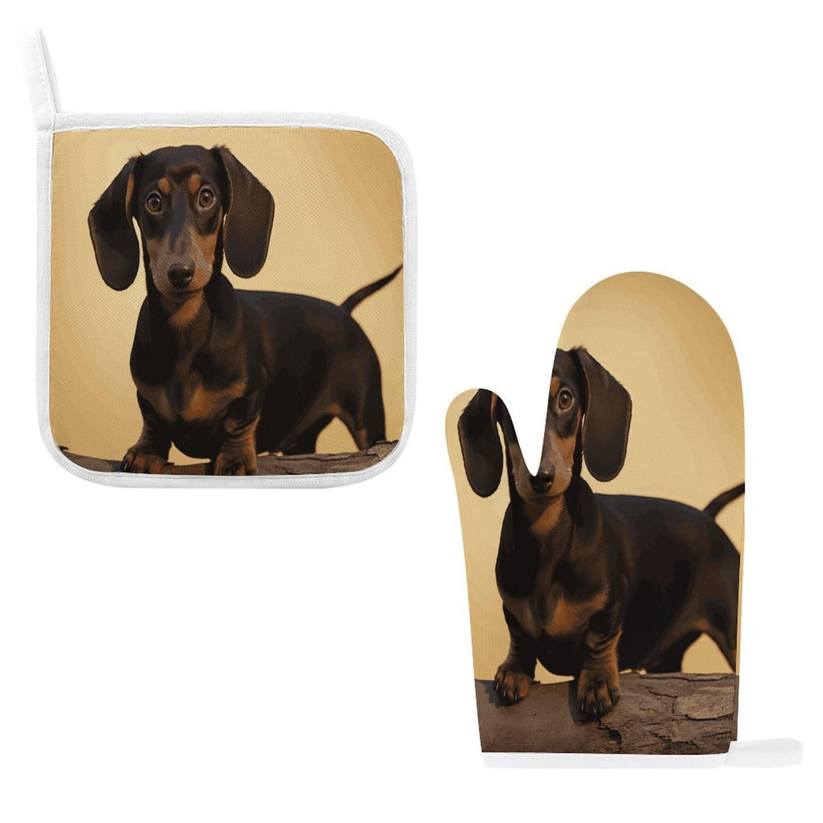 Btcowzrv Style A Cute Dachshund Oven Mitts And Pot Holders 2Pcs Set