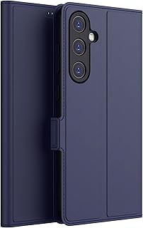 Kapa Noble Slim Magnetic Leather Flip Case Cover for Samsung Galaxy S24 FE | Card Holder Stand Flip Wallet Case (Blue)