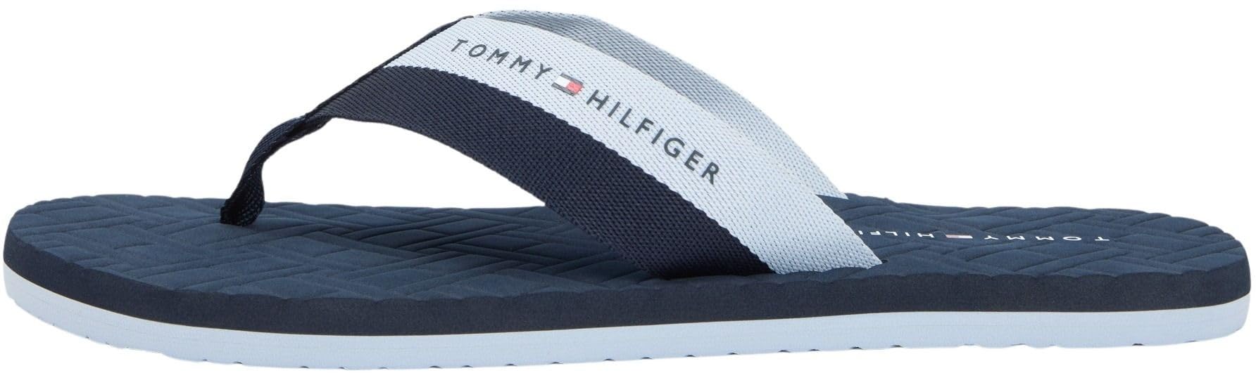 Tommy Hilfiger Men's Hilfiger Webbing Beach Sandal FM0FM05807 Flip Flops, BLUE (Desert Sky), 10.5