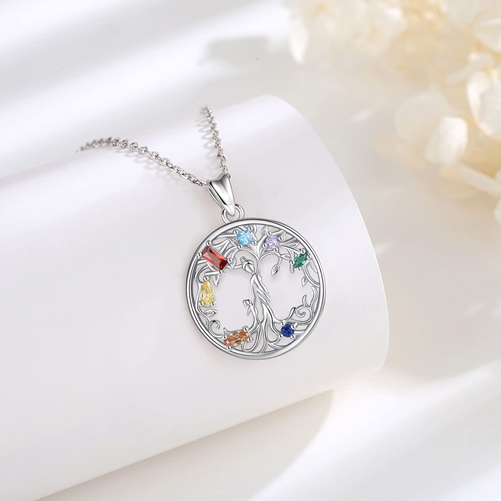 EUDORA Harmony Ball Collana Albero della Vita per Donna Argento Sterling 925 Cubic Zirconia Ciondolo Albero Madre Gioielli Regalo per Ragazza Madre Figlia Moglie, Catena 45 cm