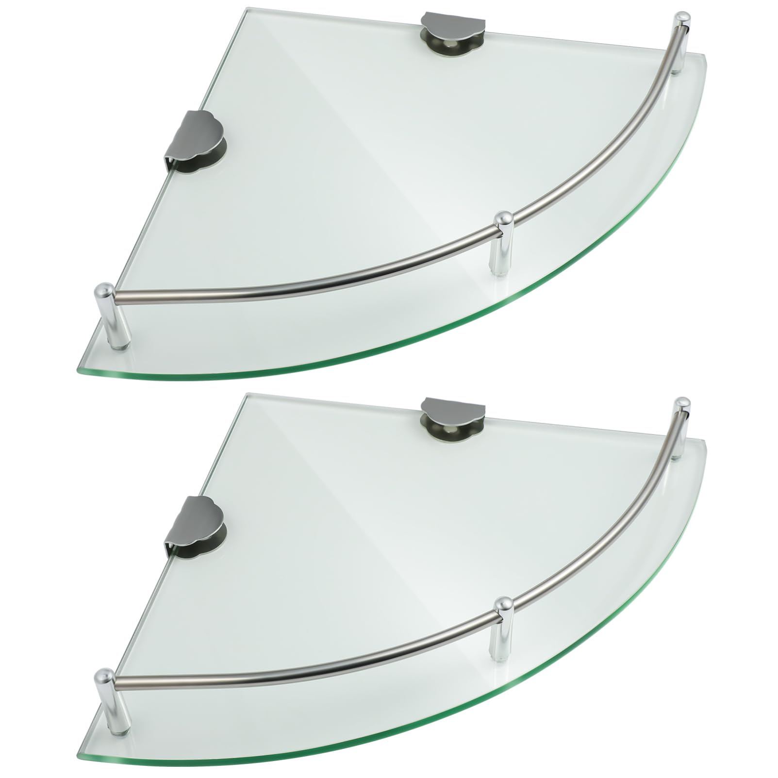Étagères d'angle en verre triangulaires Luxshiny en acier inoxydable pour salle de bain