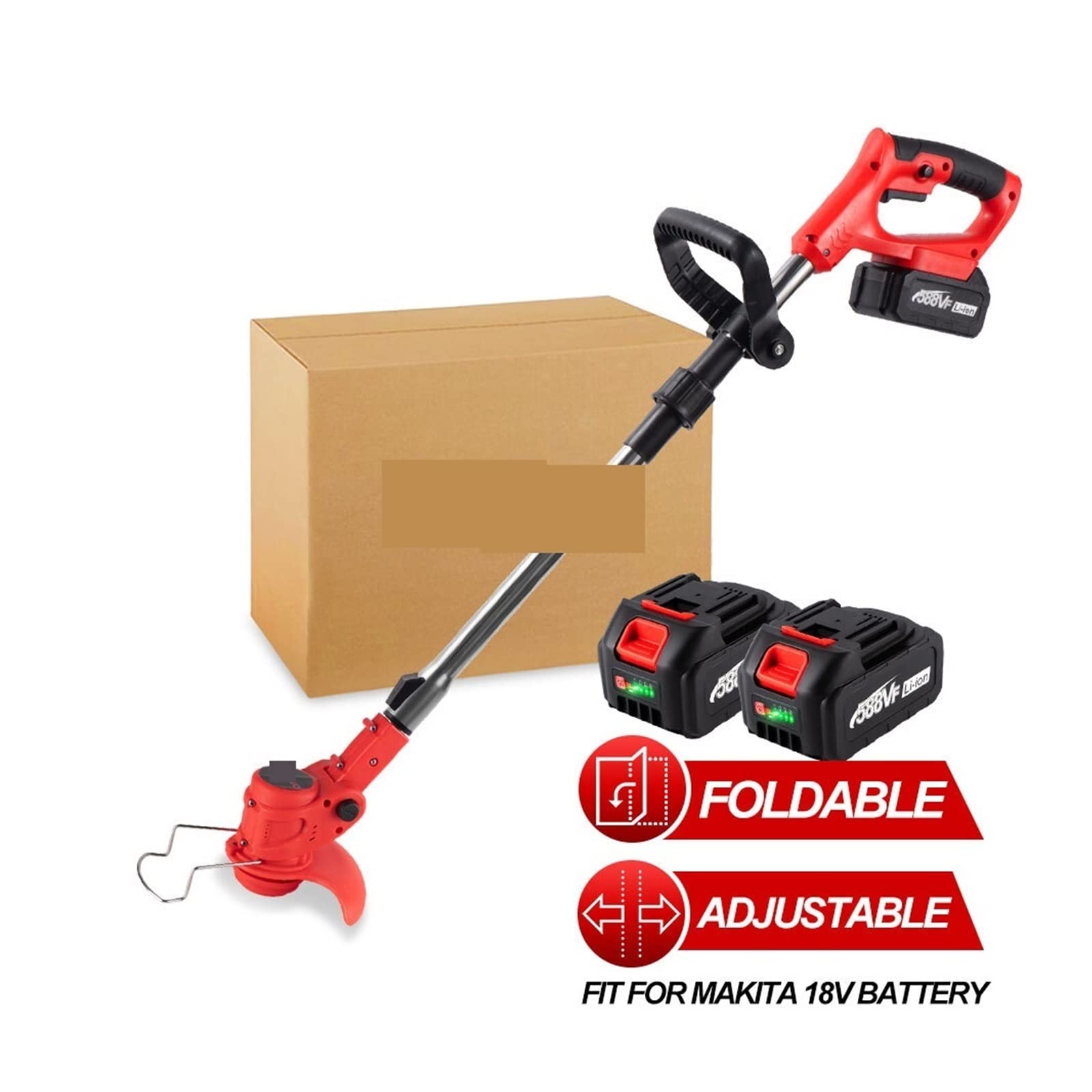 Trymer do żywopłotu, podkaszarka do trawy, 2500W 20000RPM Bezprzewodowa podkaszarka do trawy Elektryczna kosiarka do trawy Regulowana składana kosa do zarośli ogrodowych do ogrodu, trawnika(Without Ba