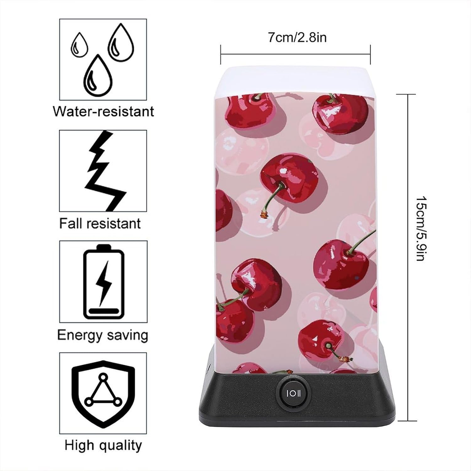 Desk Lamp for Office Home Dimmable Small Desk Lamp with Cherry Pattern Battery Operated Lamp for Reading Study Work