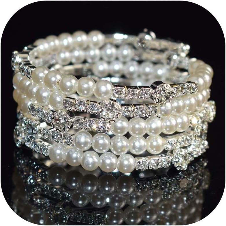 Rhinestone Pearl Bracelet for Women Wedding Bridal Bracelet Gold Silver Jewelry Gifts Elegant Bracelet