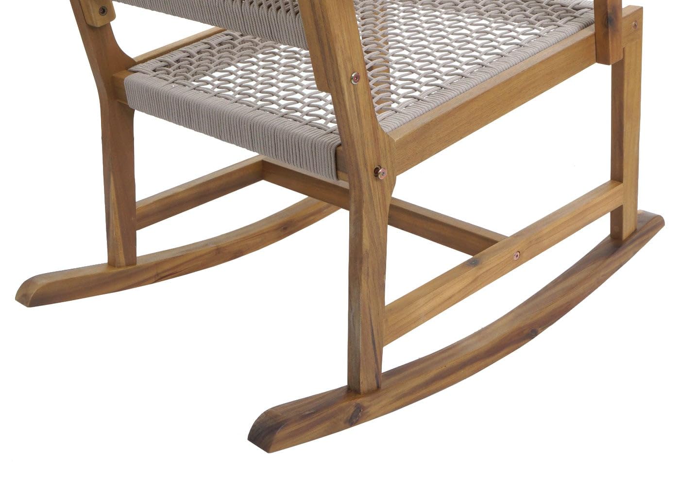 Mendler HWC-P73 - Mecedora para jardín o exterior, madera de acacia, cuerda trenzada de color beige