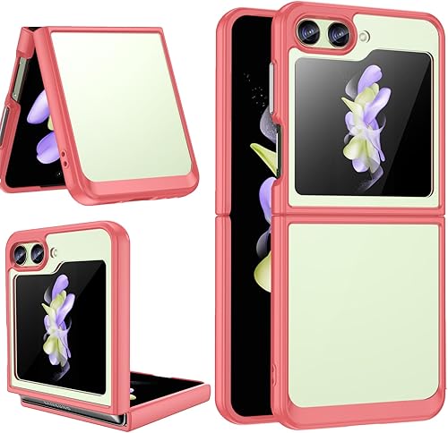 Funda para Samsung Galaxy Z Flip 5 5G Acrílico transparente + TPU Funda protectora transparente sin amarillamiento (rojo)