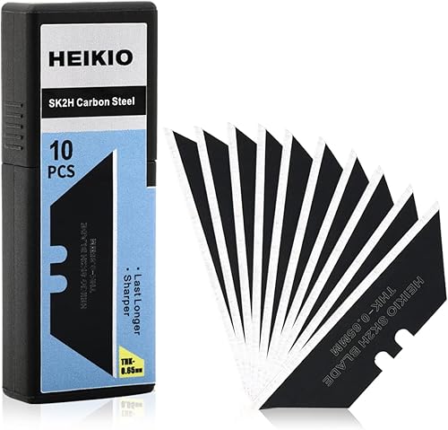 Cuchillas de cuchillo utilitario, paquete de 10 cuchillas de repuesto estándar para cuchillos de uso pesado y cortadores de caja, hechas de acero al
